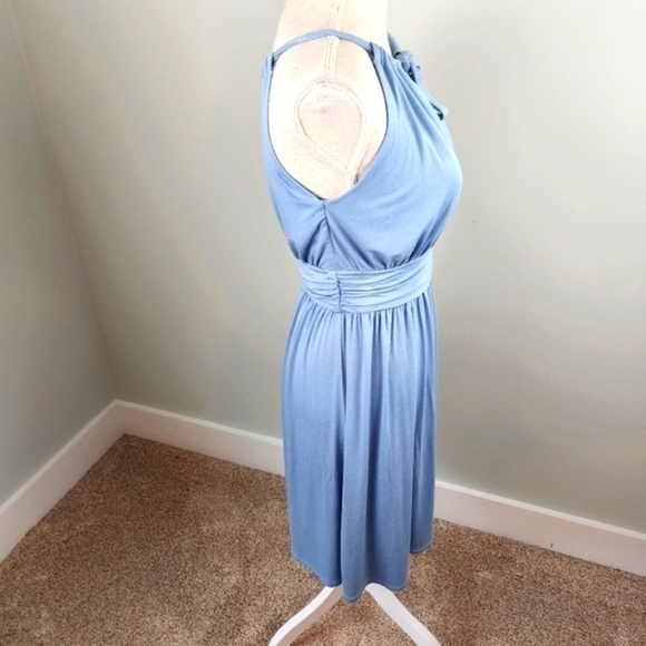 Pink Lily Women Wrap Tie Neck Sleeveless Surplice Midi Dress Stretch Size Medium - Picture 3 of 8